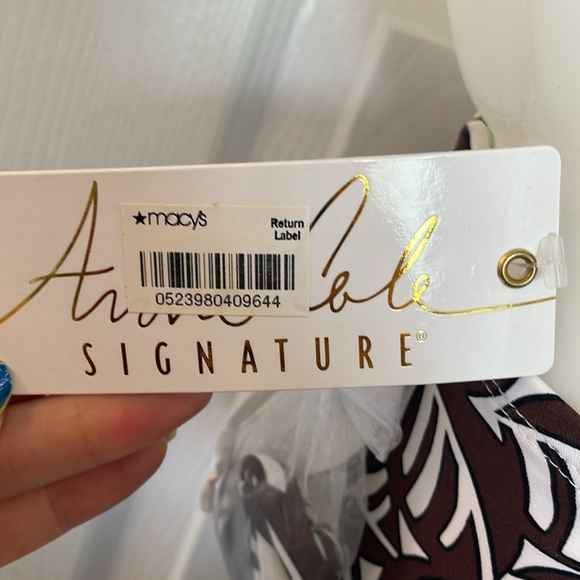 ANNE COLE SIGNATURE COLLECTION ONE PIECE SWIMSUIT BROWN AND WHITE SIZE 14 - Picture 11 of 15